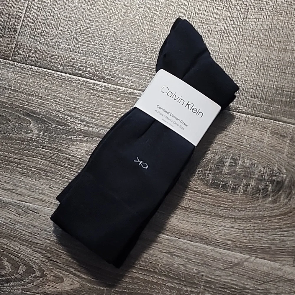 4 pair Calvin Klein flat knit, combed cotton Crew Socks